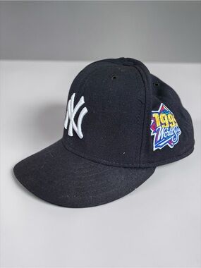 New York Yankees Hat Cap Fitted Men 7 3/8 MLB Baseball 1999 World Series wool